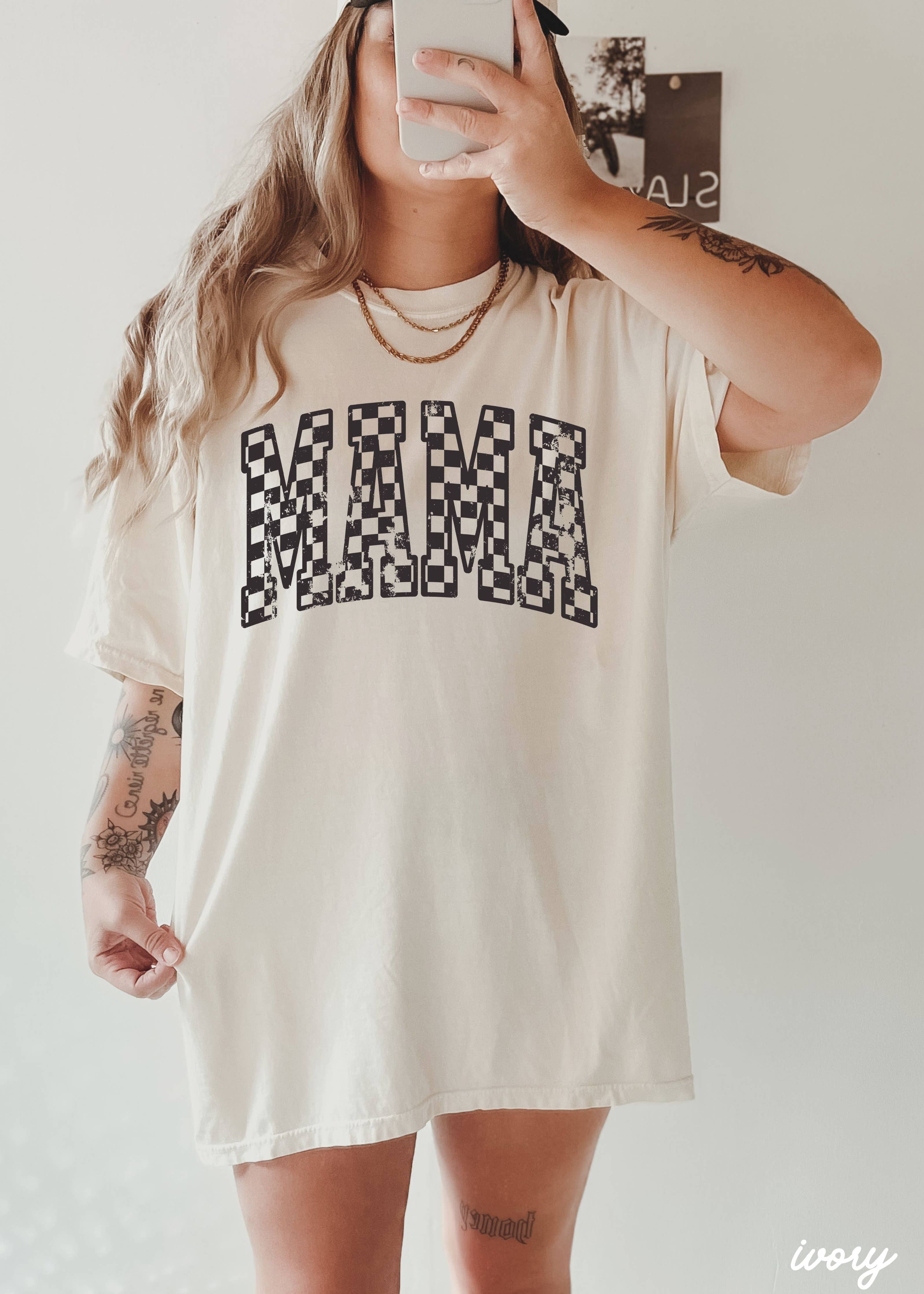 Mama Outline Checkered Tee